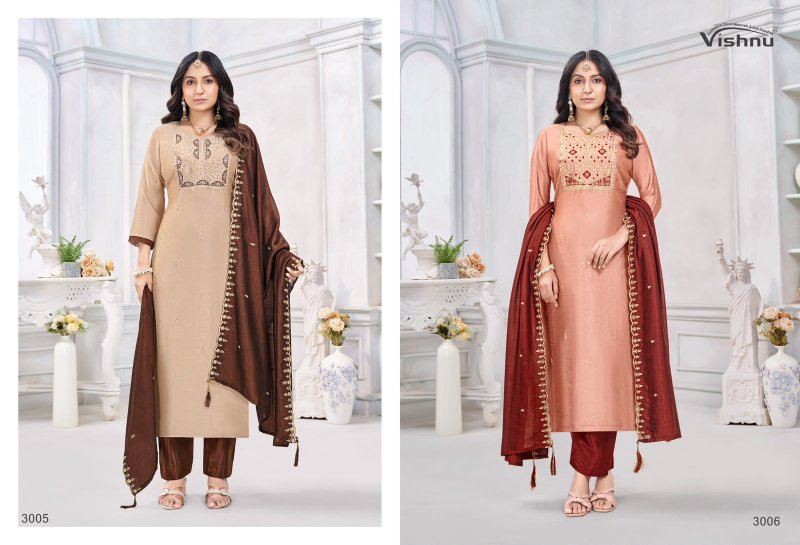 Jamaina By Vishnu Roman Silk Dress Material 
